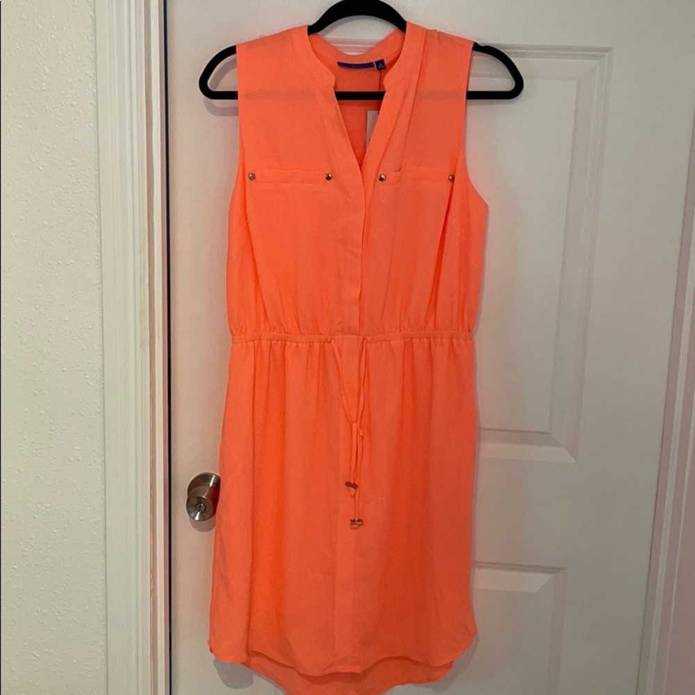 Bright pink button up dress